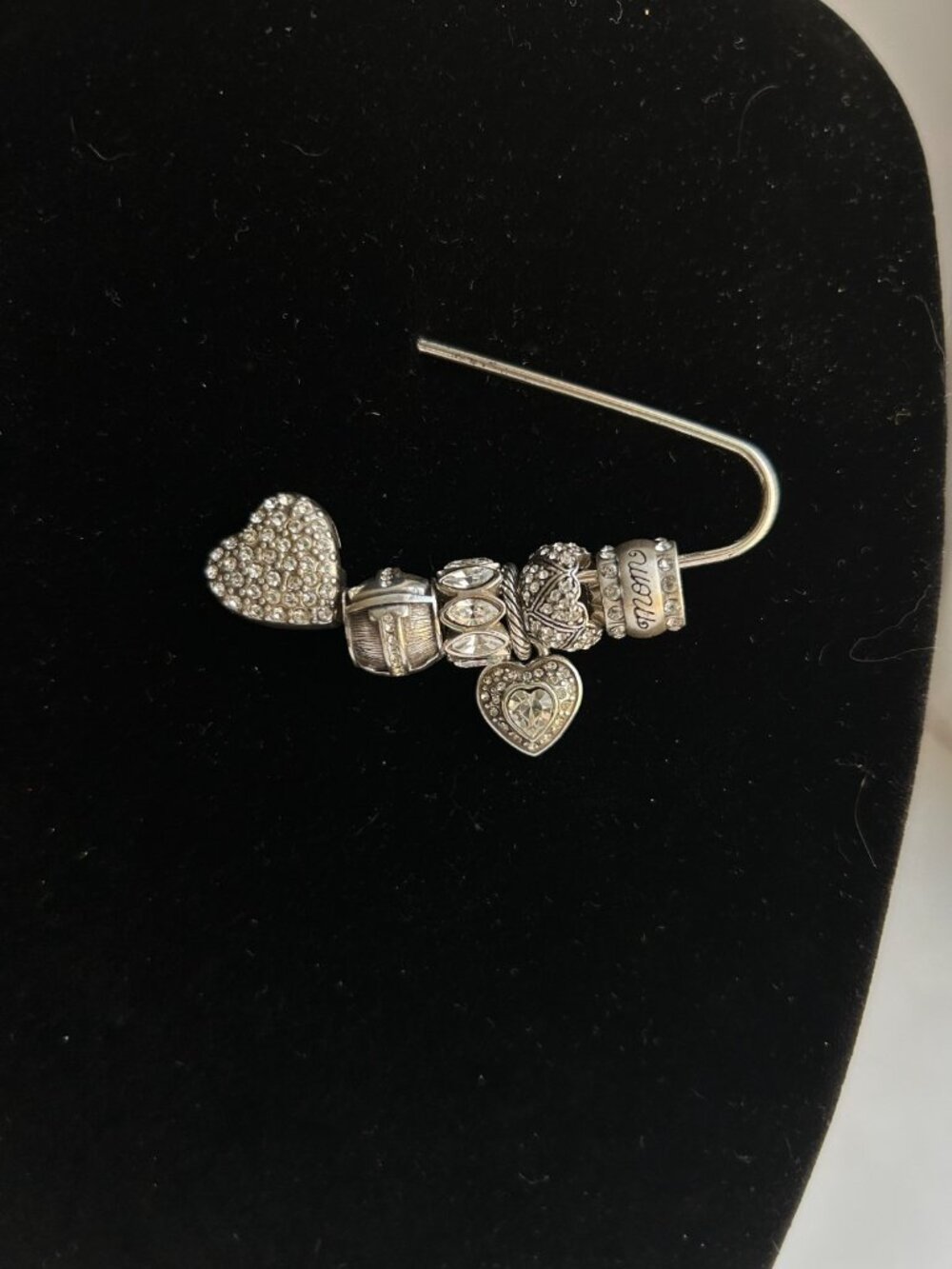 Brighton Heart Pin 5 Charms Dangles Removable Bling Mom Heart Dangle Jewelry